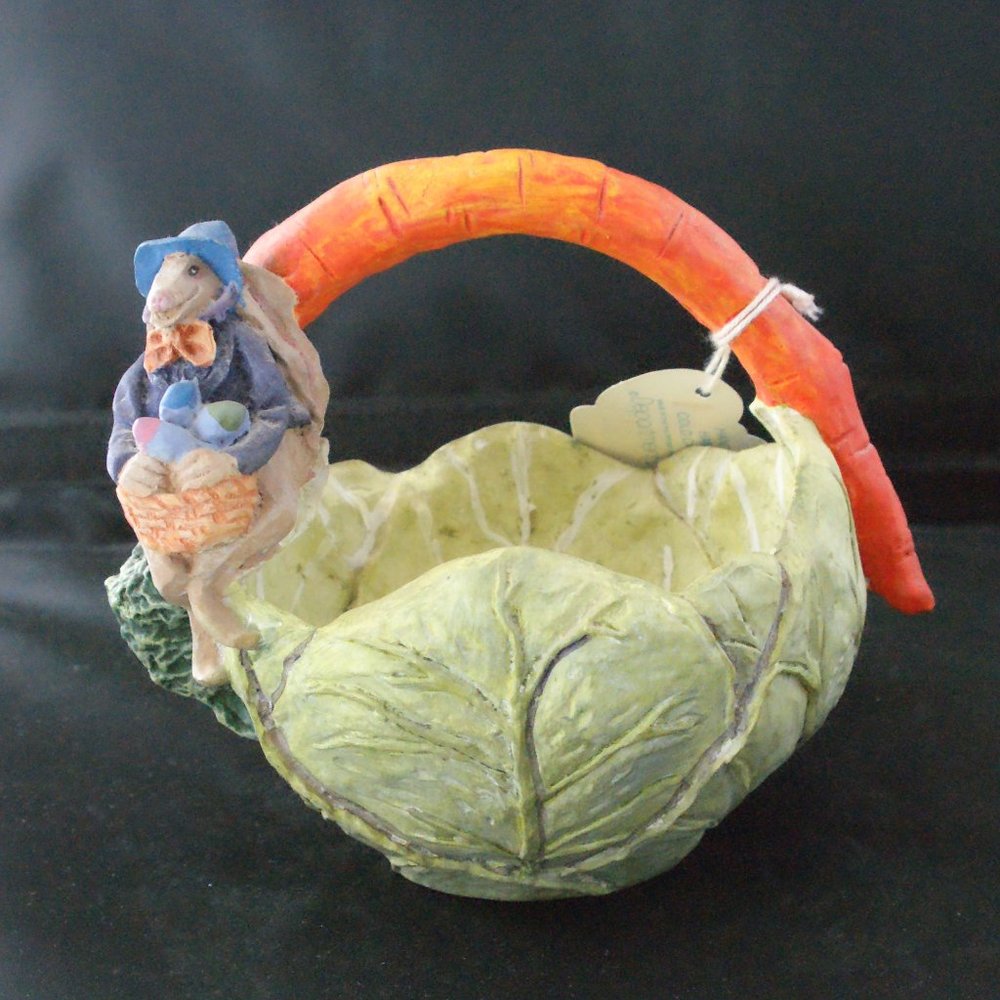 Dept 56 Easter Bunny Cabbage Basket Carrot Handle